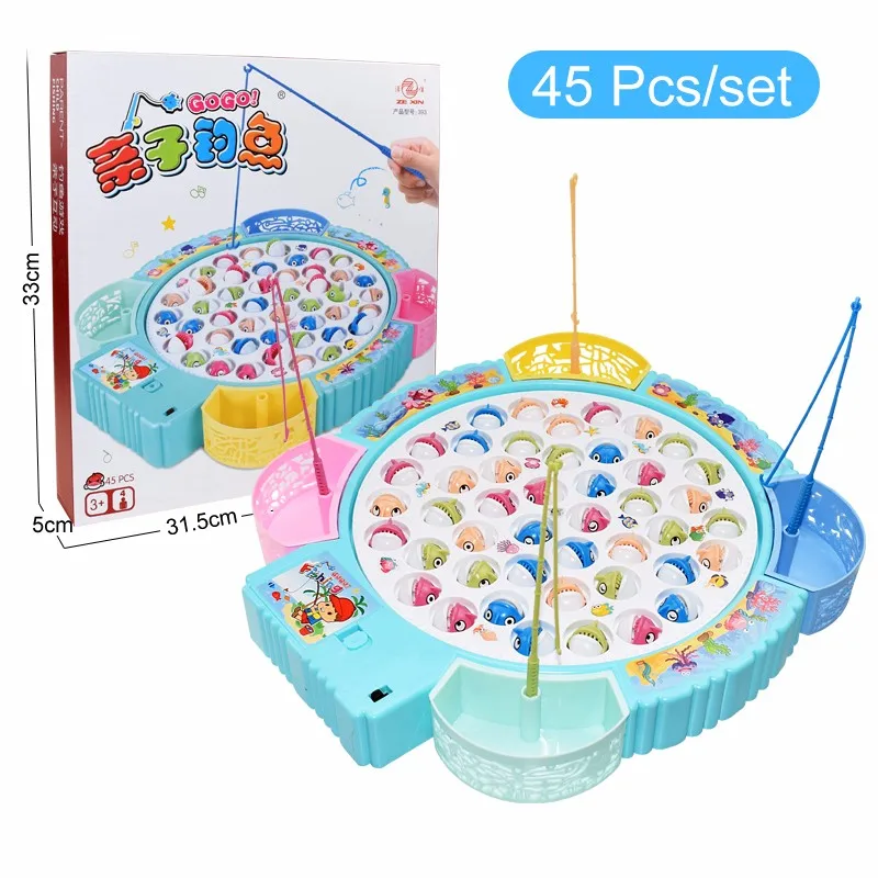 kids fishing toys electric rotating fishing play game musical fish plate set magnetic outdoor sports toys for children gifts free global shipping