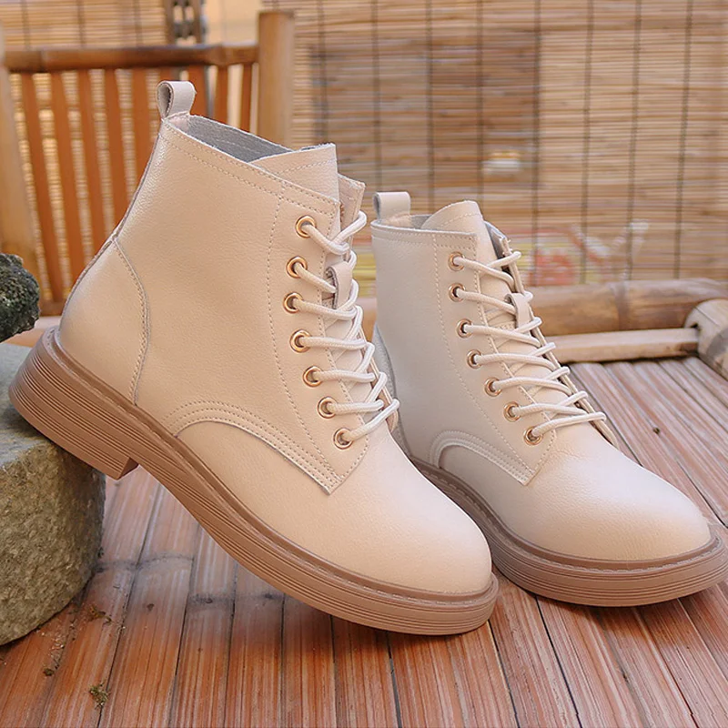 Женские ботильоны из искусственной кожи мотоциклетные ботинки на платформе