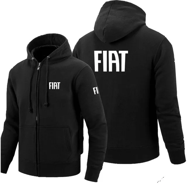 

Winter Autumn Hoodies Men FIAT Logo Print Casual zipper Long Sleeve Hooded Sweatshirts Mens zipper Jacket Hoody