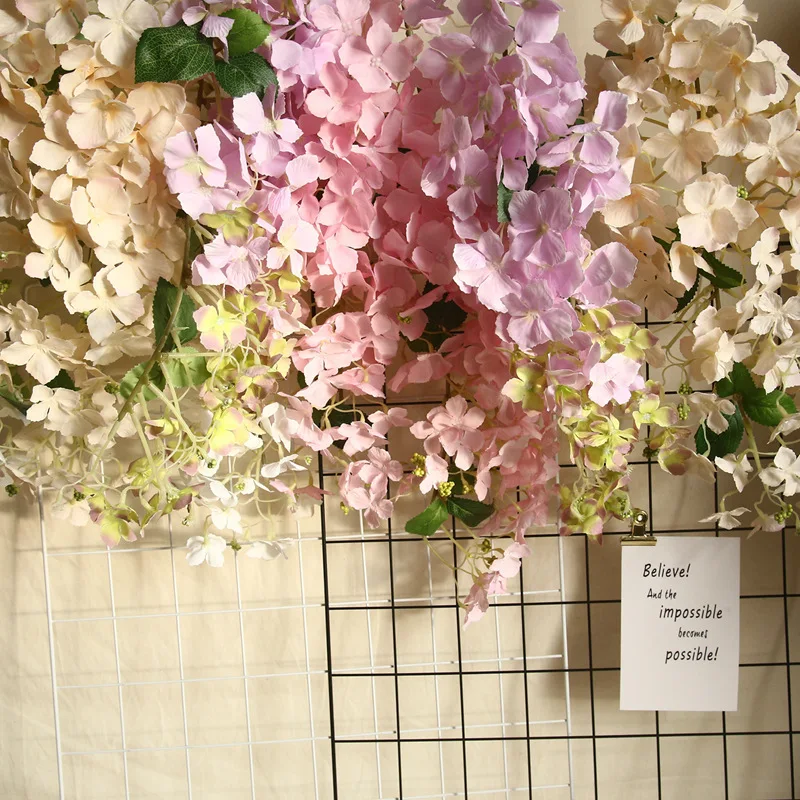 

6pcs artificial 105cm long hydrangea silk flowers for home decoration flower wall wedding backdrop decoraion fake flower garland