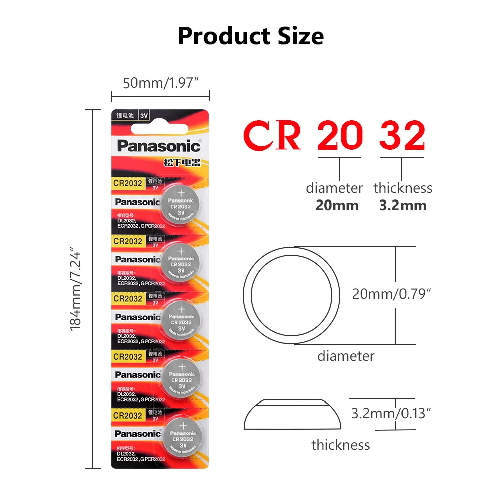 Литиевая батарея Panasonic для часов cr2032 DL2032 ECR2032 5004LC KCR2032 BR2032 3v 200 шт.|Часовые