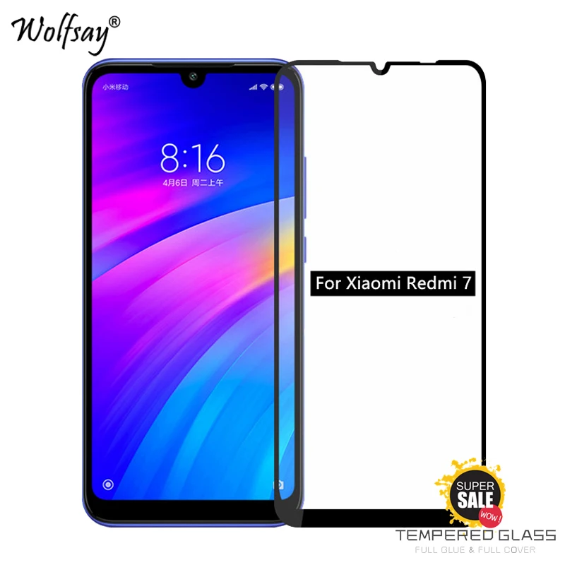 2 шт Полное клеевое стекло для Xiaomi Redmi 7 Защита экрана закаленное стекло для Xiaomi Redmi 7 стеклянная пленка для телефона Xiaomi Redmi 7 <