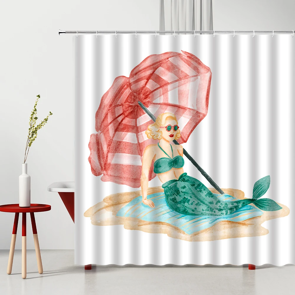 

Мультяшная душевая занавеска установить подводный мир, Детские занавески, 100% водонепроницаемая Полиэстеровая ткань, занавеска для душа в в...