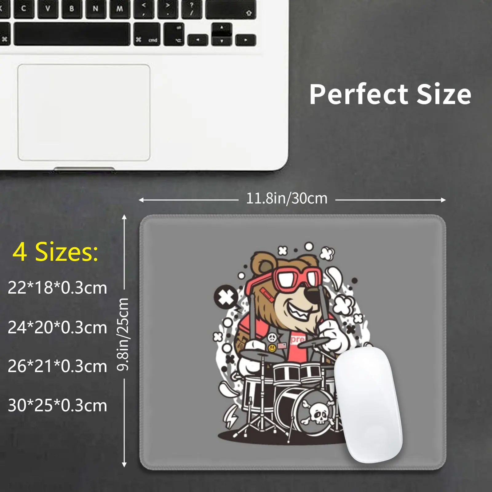 

Медведь барабанщик коврик для мыши DIY печать Медведь чашка медведь чашки избивать Медведь чашка избивать медведь чашки музыкант