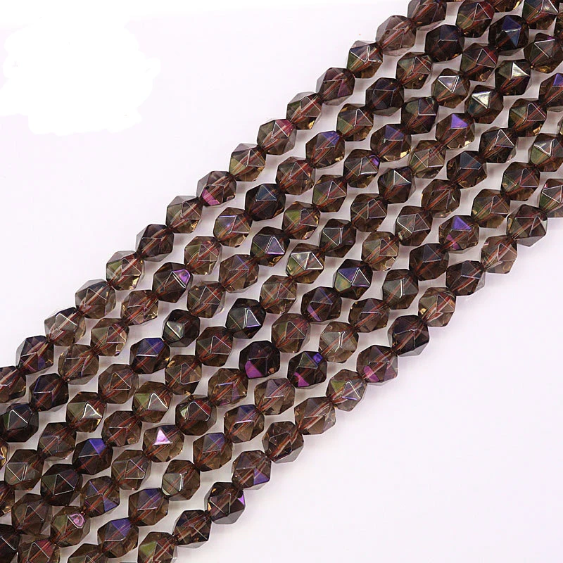 

6/8/10/12mm Faceted Natural Smoky Quartzs Stone Beads For Jewelry Making Round Loose Cut Crystal Beads DIY Bracelet Strand 15''