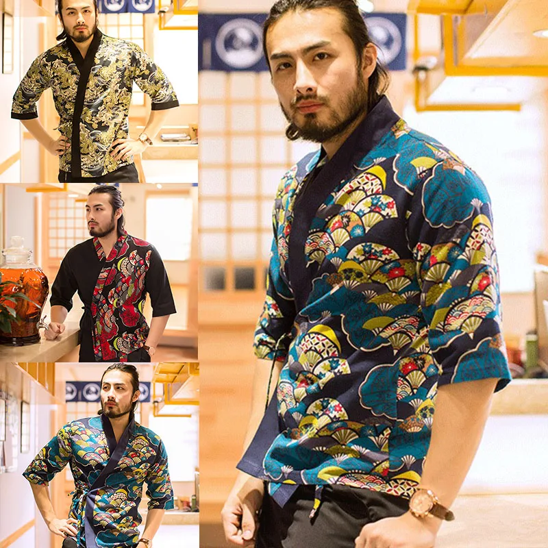 Японский шеф повар Куртка поварская одежда унисекс Для женщин мужчин Кухня