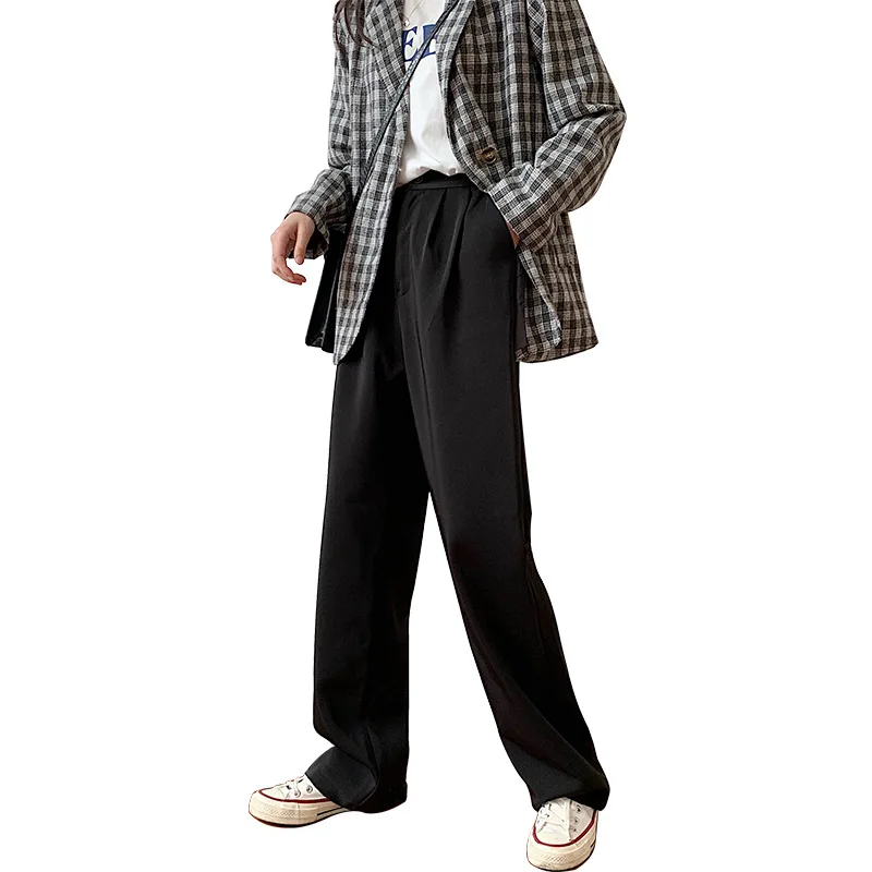 

Spring Ins Casual Simple Yupi Texture Loose Wide Leg Casual Trousers Mop Suit Pants for Women