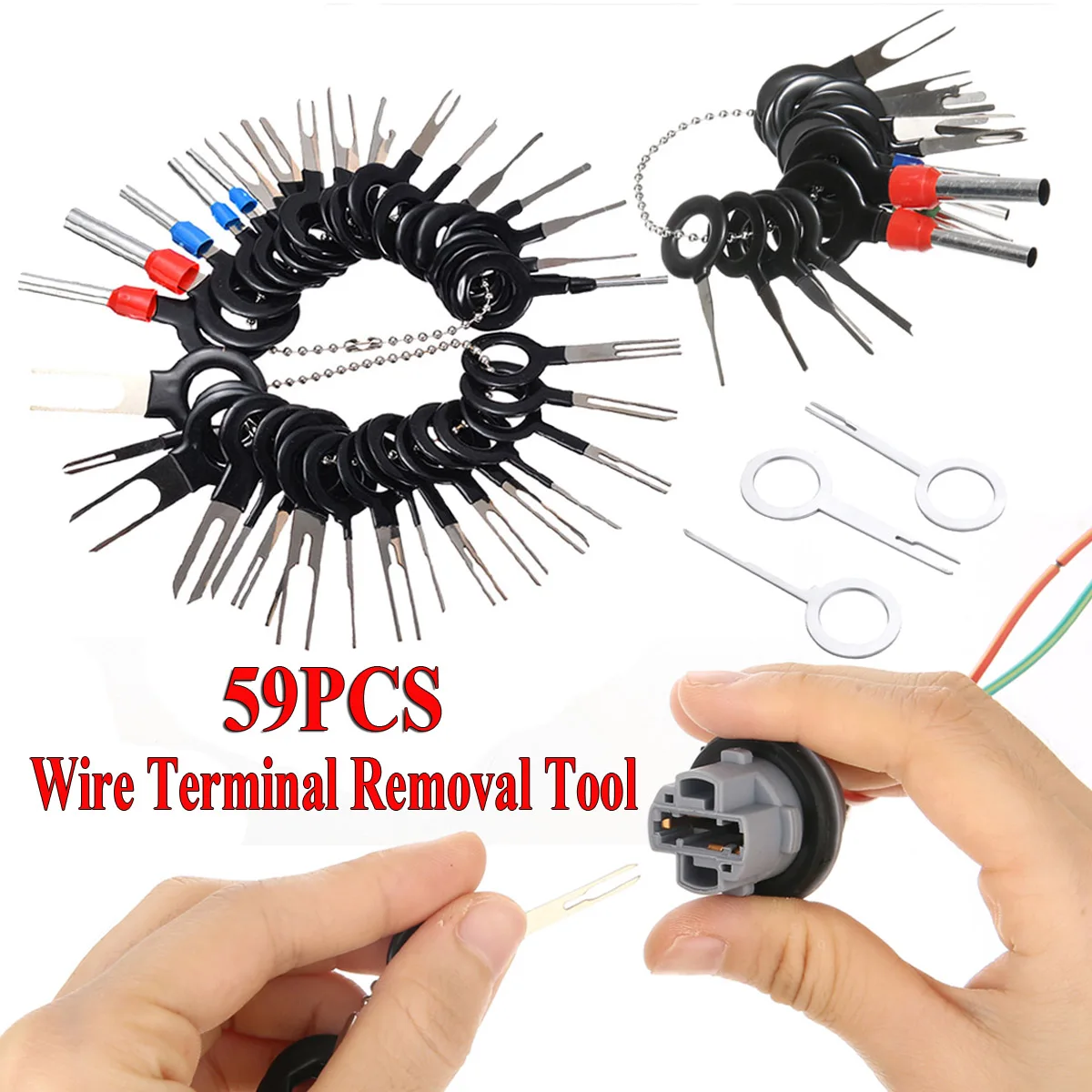 

59Pcs Wire Terminal Removal Tool Kit Car Electrical Wiring Crimp Connector Extractor Car Terminal Removal Metal Tools Stylus