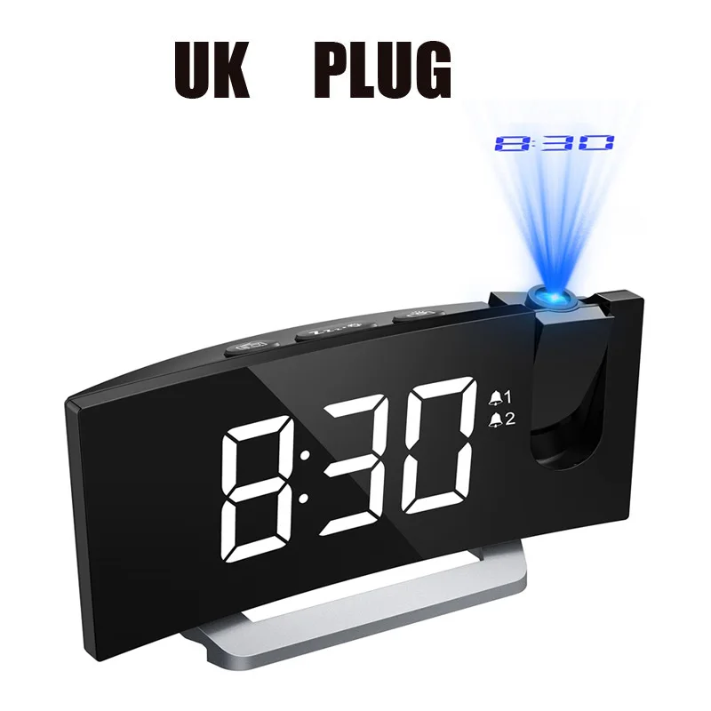 White -UK Plug Mpow HM353 FM радио проекционный будильник с Двойные сигналы функция повтора с usb зарядным портом 5 ''большой дисплей таймер сна - Цвет: White -UK Plug