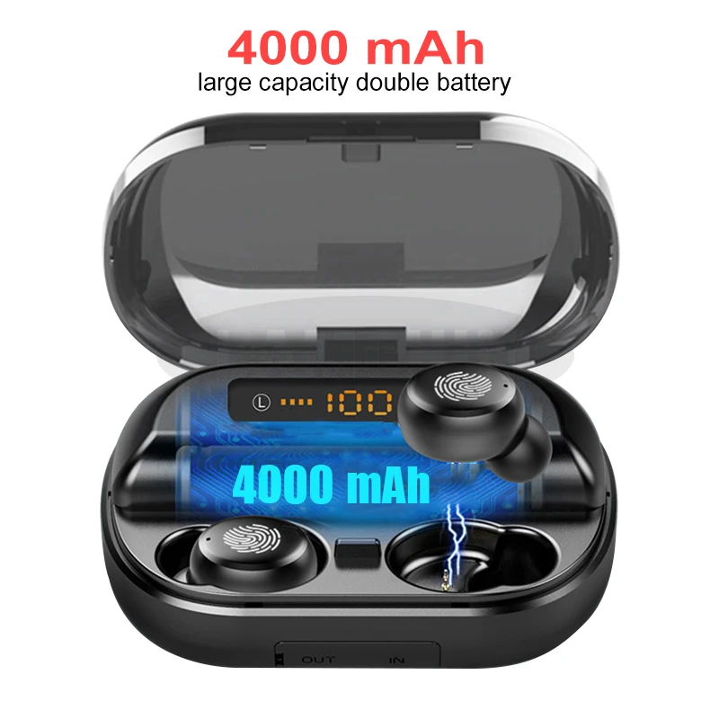 

H&A TWS 5.0 Bluetooth 9D Stereo Earphone Wireless IPX7 Waterproof Earphones Sport With 4000mAh Power Bank IO