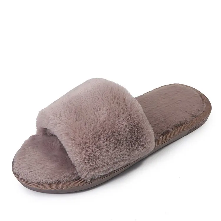 

2021 Women Comfortable Furry Sandals Flat Fluffy Soft Fur House Slides Floor Sandals Fashion Indoor Shoes Sandalias De Mujer