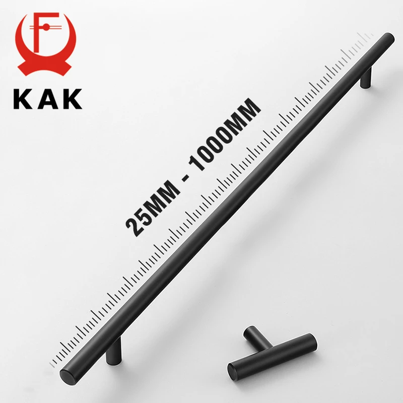 KAK Черная кухонная ручка T-Bar ручки шкафа ящика прямые длинные дверные |