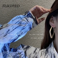 flscdyed vintage geometric gold metal earrings for women punk square silver color earrings 2021 trend party girls jewelry