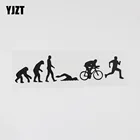YJZT, 17,1 см x 4,2 см, Виниловая наклейка для триатлона, эволюции, бега, плавания, езды на велосипеде, Чернаясеребристая, 8A-0753