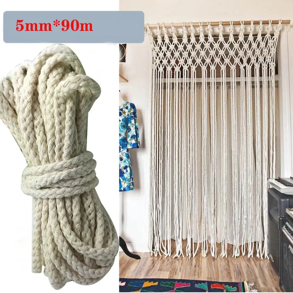 5 мм 90 м натуральный хлопковый шнур ручной работы веревка макраме DIY Украшение