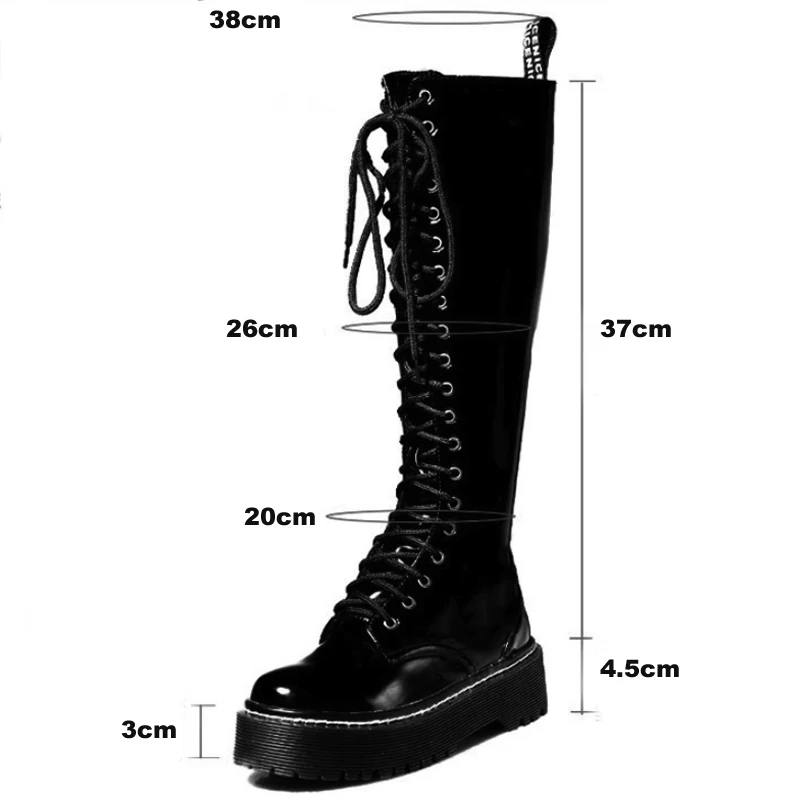 Рок панк Готик сапоги женская обувь женские на платформе из лакированной кожи
