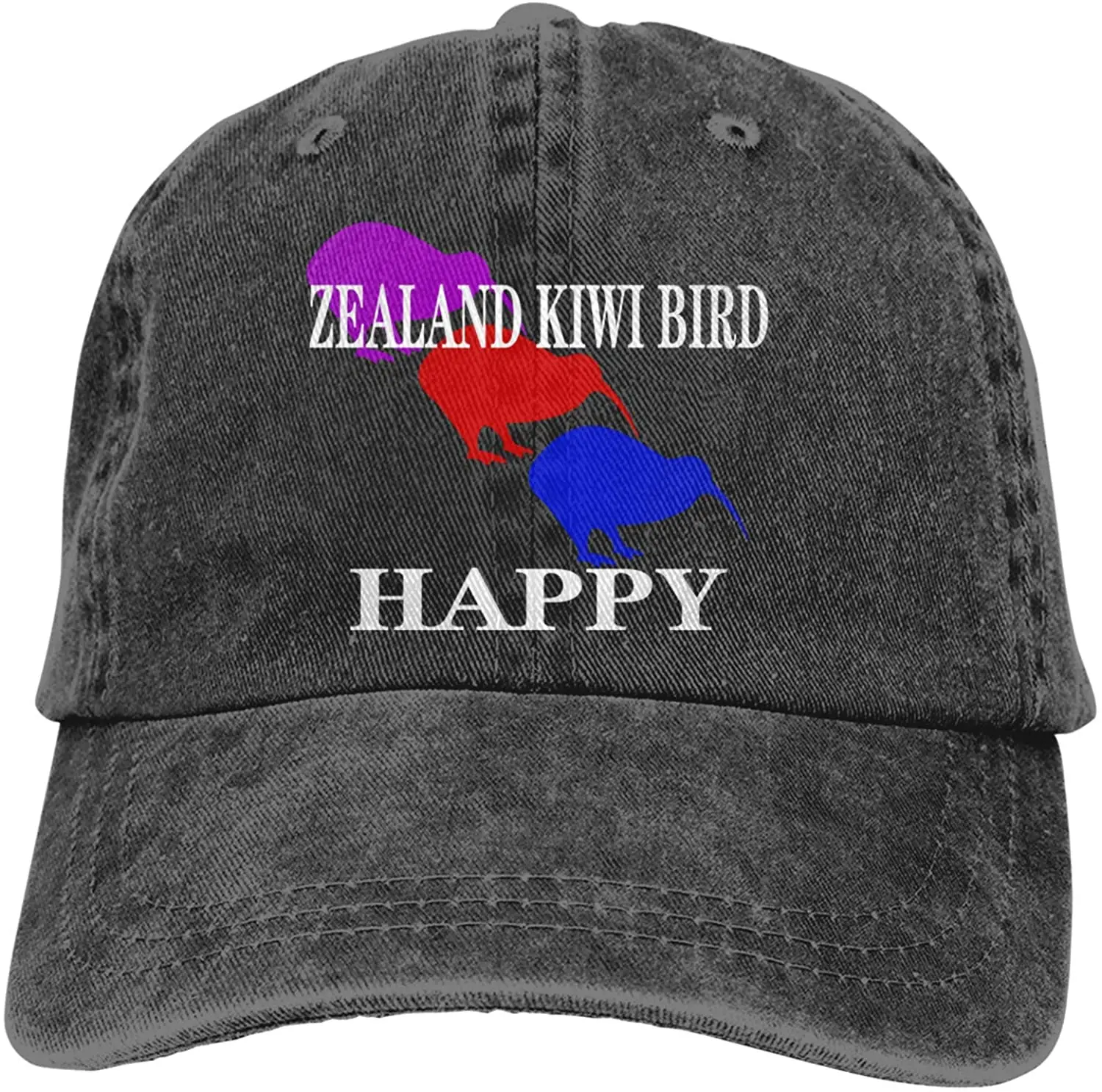 

Zealand Kiwi Bird Makes Me Happy Sports Denim Cap Adjustable Unisex Plain Baseball Cowboy Snapback Hat