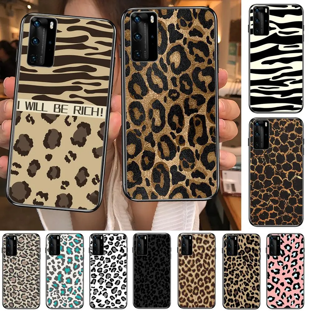 

Cool leopard print Phone Case For Huawei P40 p30 P20 10 9 8 Lite E Pro Plus Black Etui Coque Painting Hoesjes comic fas