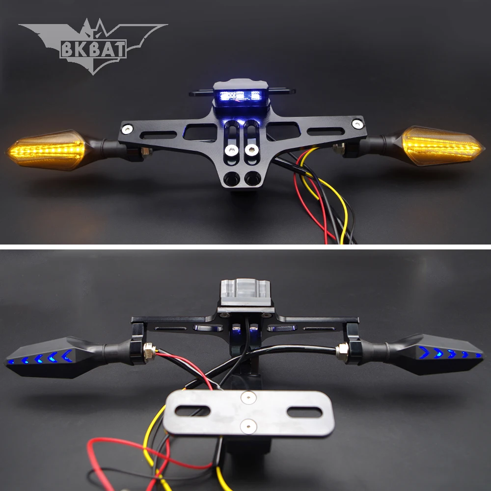 Мотоцикл номерной знак рамка Кронштейн с сигналом поворота LED светильник для