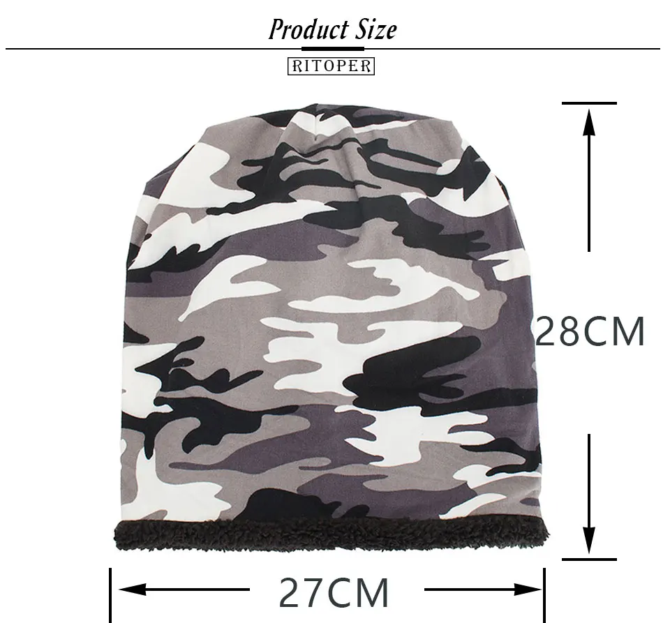 RITOPER, зимняя, унисекс, Skullies Beanie, камуфляжная шапка, теплая, плотная, бархатная, для катания на лыжах, хип-хоп, шапка для мужчин, для улицы, для женщин, шапочки, хлопковые шапки