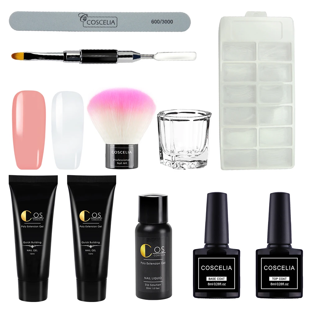 2pc poly gel set COSCELIA поливинилхлоридный гелевый набор Желейный акриловый гель для дизайна ногтей удлиняющий гель для наращивания ногтей кристально чистый цвет - Цвет: 2pc poly gel set