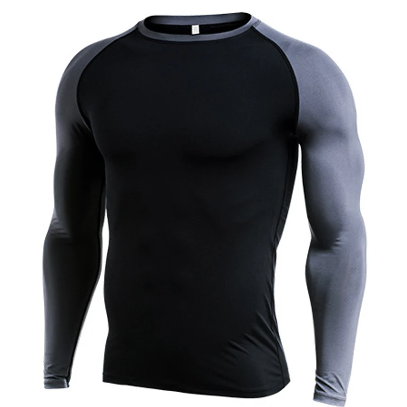 2020 быстросохнущая футболка с длинным рукавом для бега Мужская эластичная