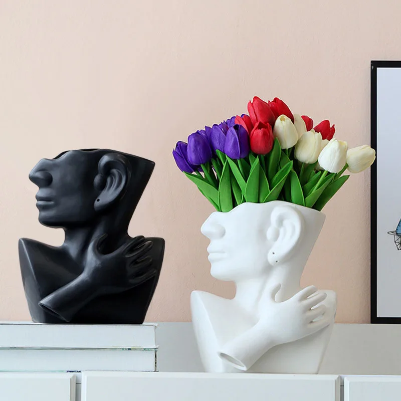 

Nordic ins ceramic portrait vase decoration modern home decoration living room dried flower vase creative human body vase