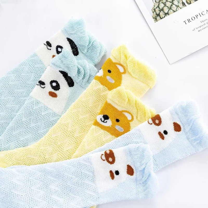 Calcetines de algod&oacute;n con dise&ntilde;o de oso para beb&eacute;, medias de malla con dise&ntilde;o de Animal para ni&ntilde;os y ni&ntilde;as, de 0 a 2 a&ntilde;os, accesorios para beb&eacute;s, 3 par/lote-4