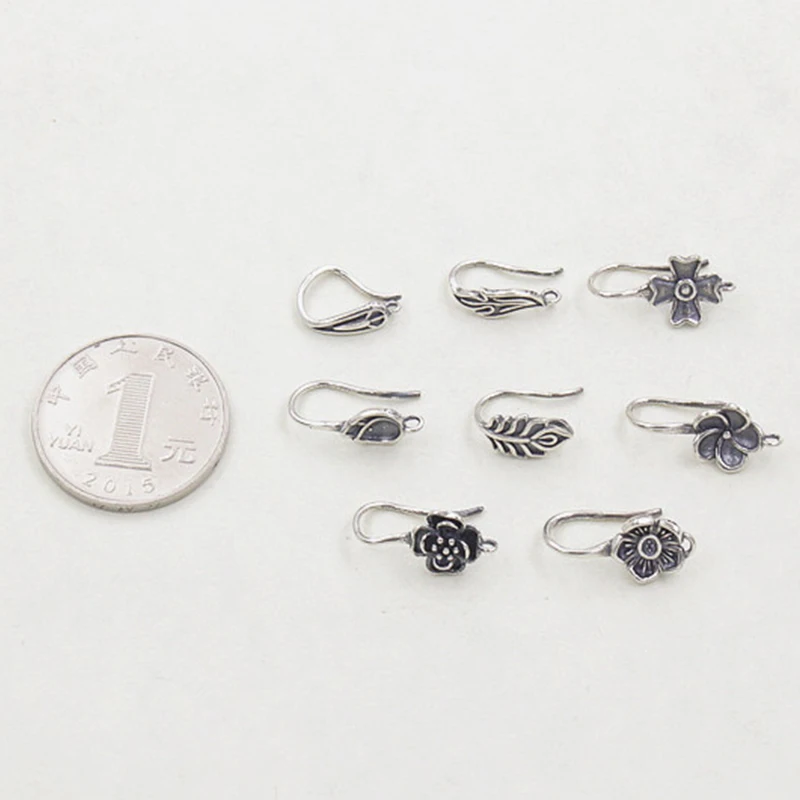 1pair 925 Sterling Silver Vintage Leaves Flowers Earring Findings Clasps Hooks Fittings DIY Jewelry Making Supplies Accessories