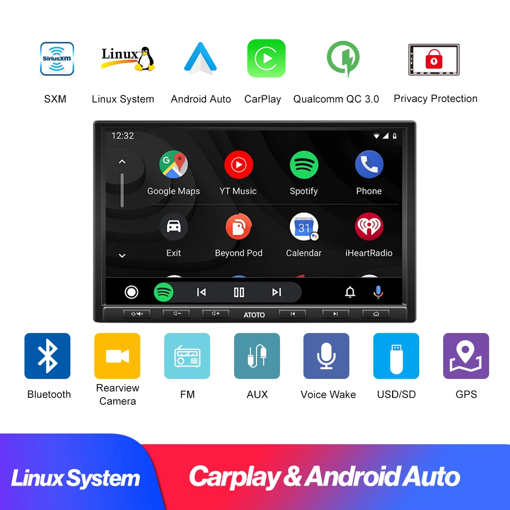 Leaprock A-F7G1A8PE Linux System 8inch 1DIN Car Radio Video Multimedia Player With Live Rear View and Bluetooth Phone Mirroring |