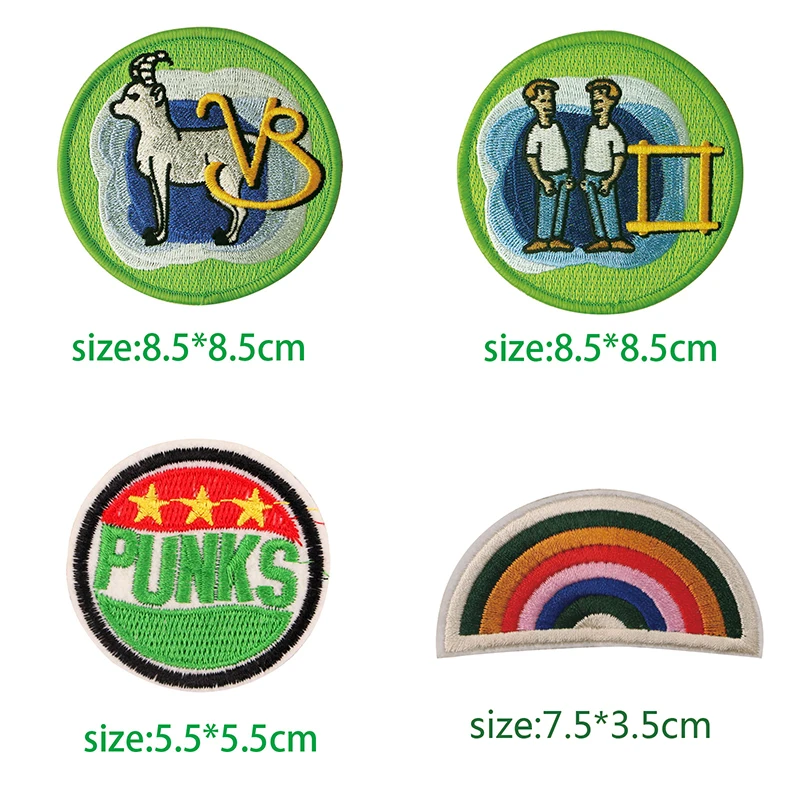 Модные вышитые нашивки для одежды Gemini Aries Rainbow Punks бейсбольная икона самодельные