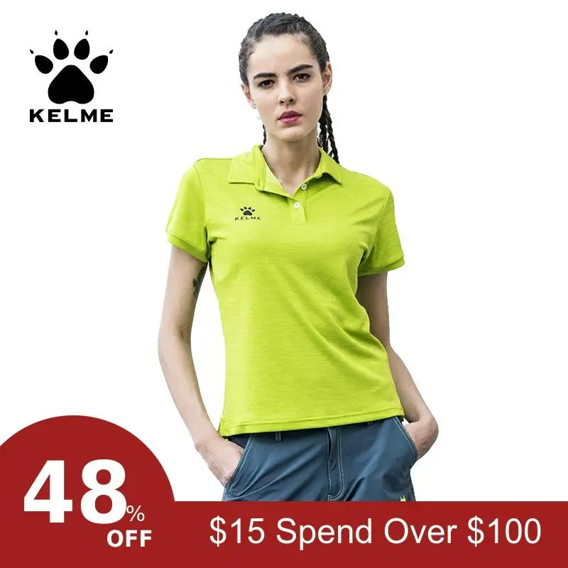 KELME, новинка, летняя женская рубашка поло с коротким рукавом, однотонная, облегающая, дышащая, мягкая, милая, наряд, летняя рубашка поло K27C7026