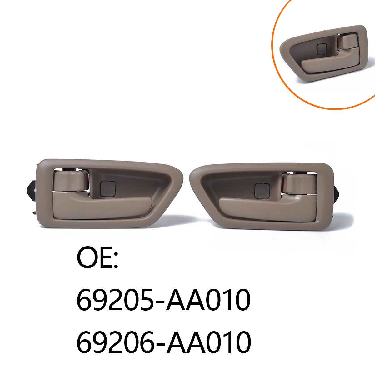 

New Front Inside Inner Door Handles Left 69206-AA010 & Right 69205-AA010 (LH/RH) PAIR for 97-01 Toyota Camry with Bezel