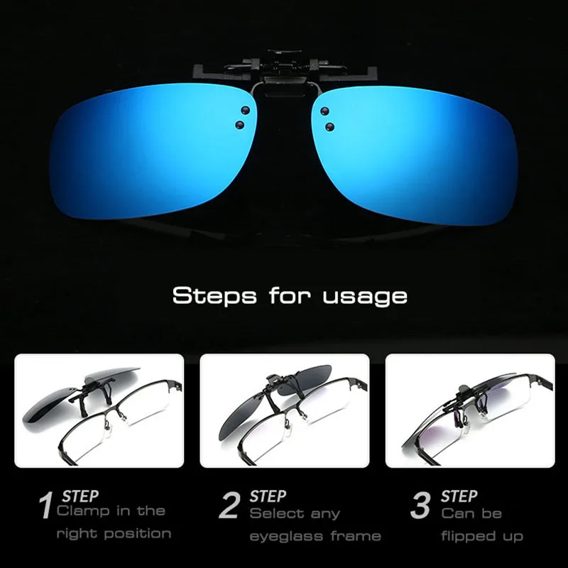 Мужские квадратные поляризационные очки с клипсой для ночного видения|Мужские