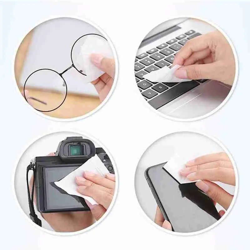 100pcs/box Glasses Cleaner Wet Wipes Disposable Anti Fog Misting Dust Remover Cleaning Lens Sunglasses Phone Screen Computer | Аксессуары