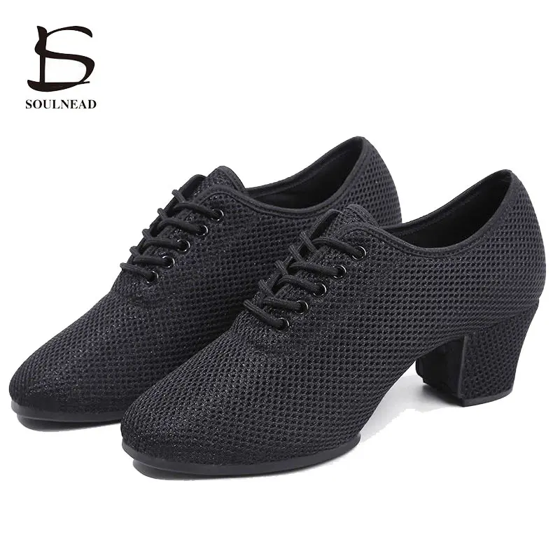 Women Jazz Latin Dance Shoes Adult Ballroom Salsa Tango Shoe Female Middle Heel Non-Slip Training Dancing Sneakers