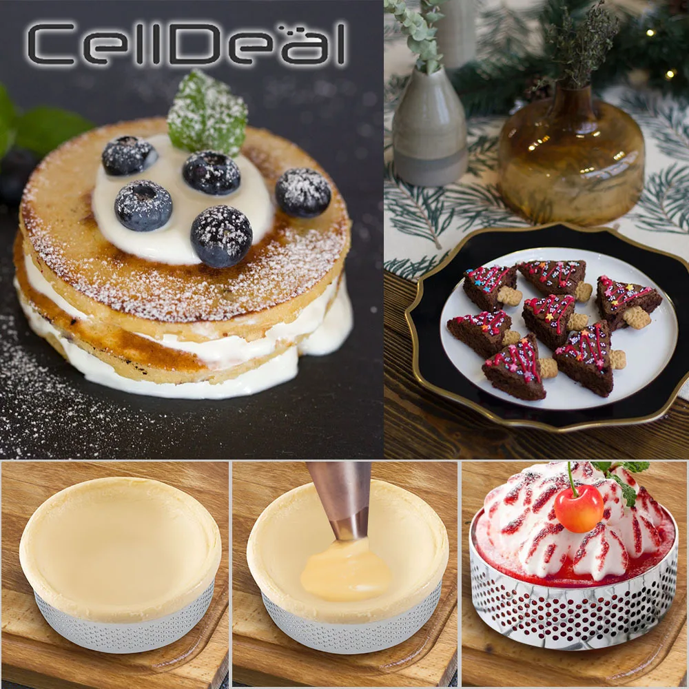 

1/2/5/10pc Round French Mousse Cake Ring Non-Stick Mould Perforated Pancake Kitchen Fruit Pastry Dessert Decoration Baking Tools