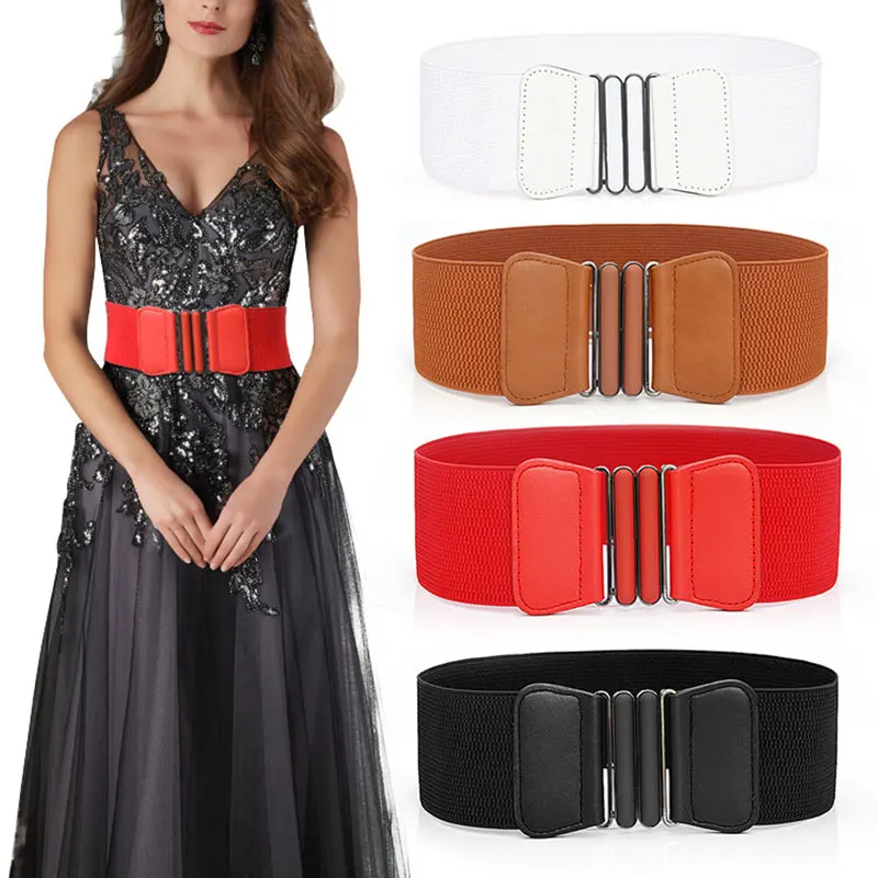 

68cm*7.5cm Wide Belt Waist Corset Belt Dress Adornment For Women Waistband Solid Color Elastic Cummerbunds Stretch Wide Belt