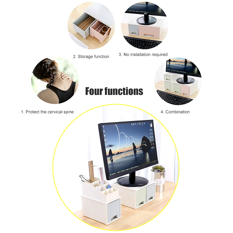 Подставка для ЖК монитора держатель с офисным ящиком ящик хранения органайзер