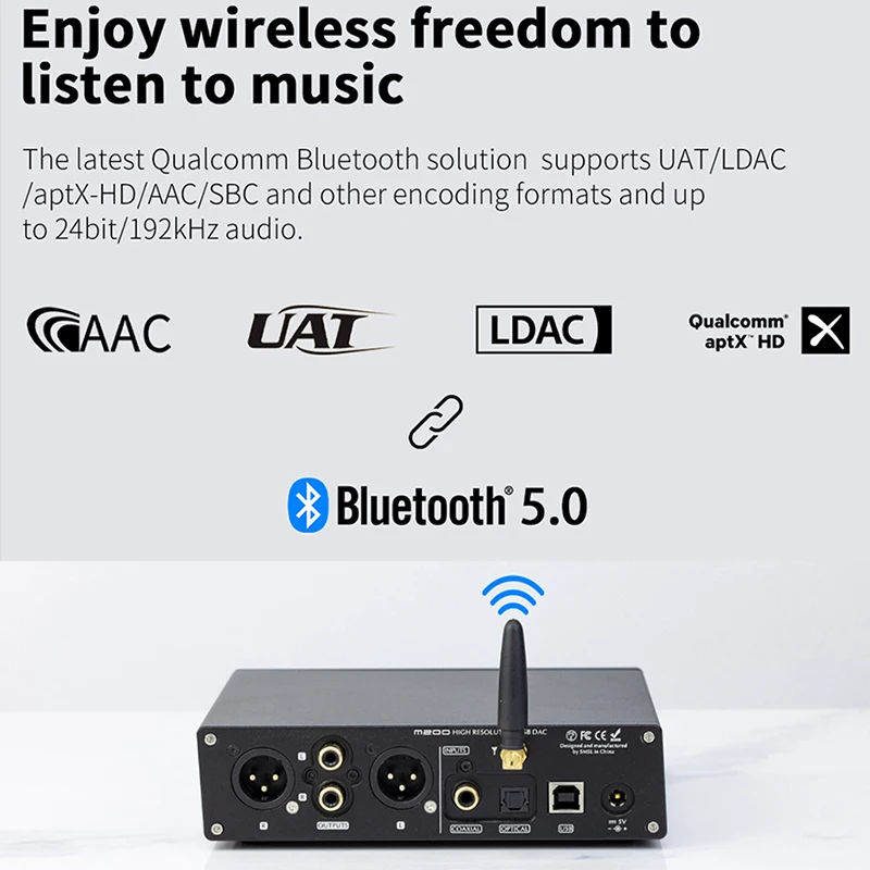 SMSL M200 HiFi Bluetooth 5 0 аудио DAC XMOS AK4497EQ USB декодер DSD512 32 бит/768 кГц AK4497 UAT LDAC APTX