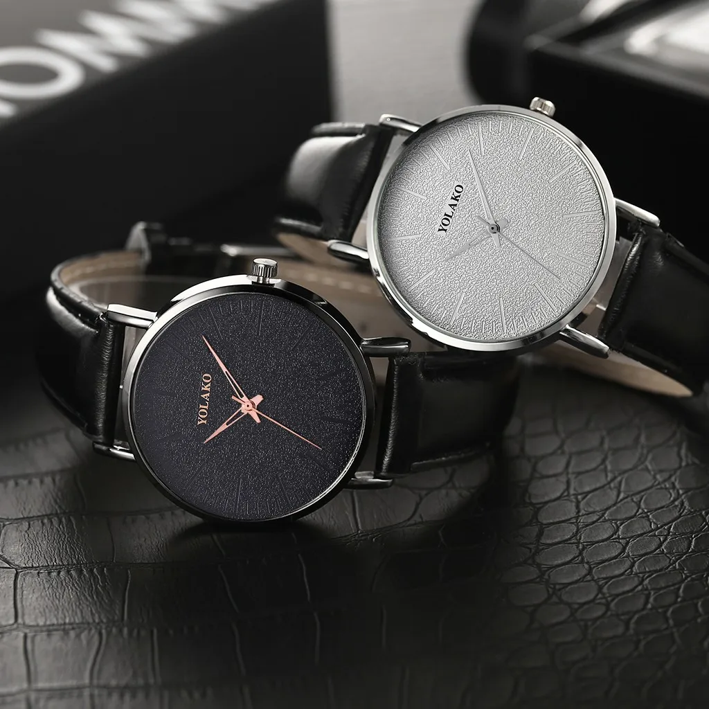 Модные простые мужские и женские часы без цифровых весов кожаный ремешок