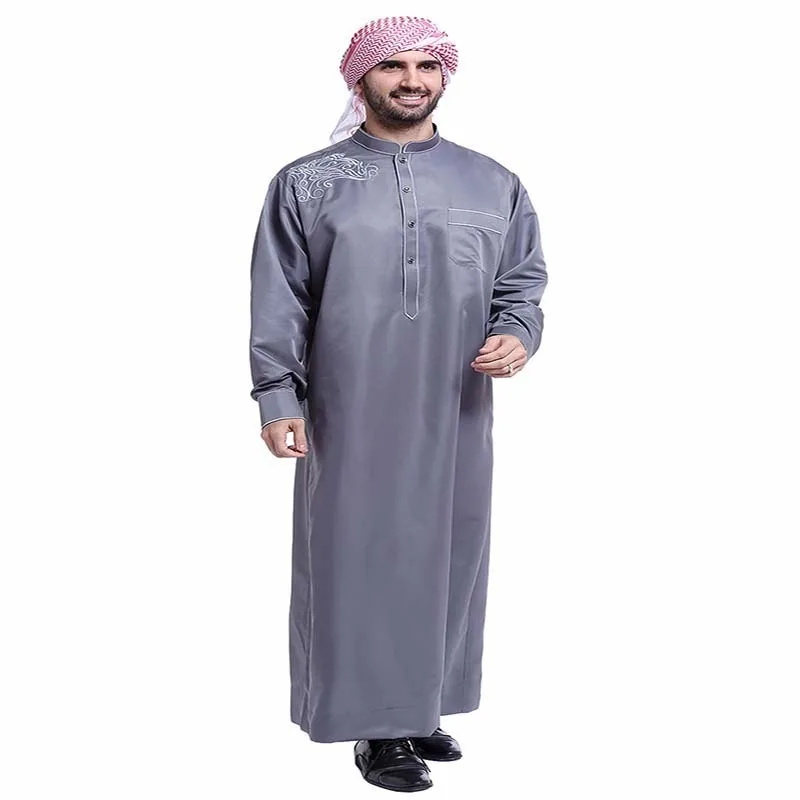 

Malaysian Muslim Clothing Arab Middle Eastern Men's Robes Muslim Dress Islam Kaftan Thobe Abaya Formal Jubba Thobe Long Sleeve