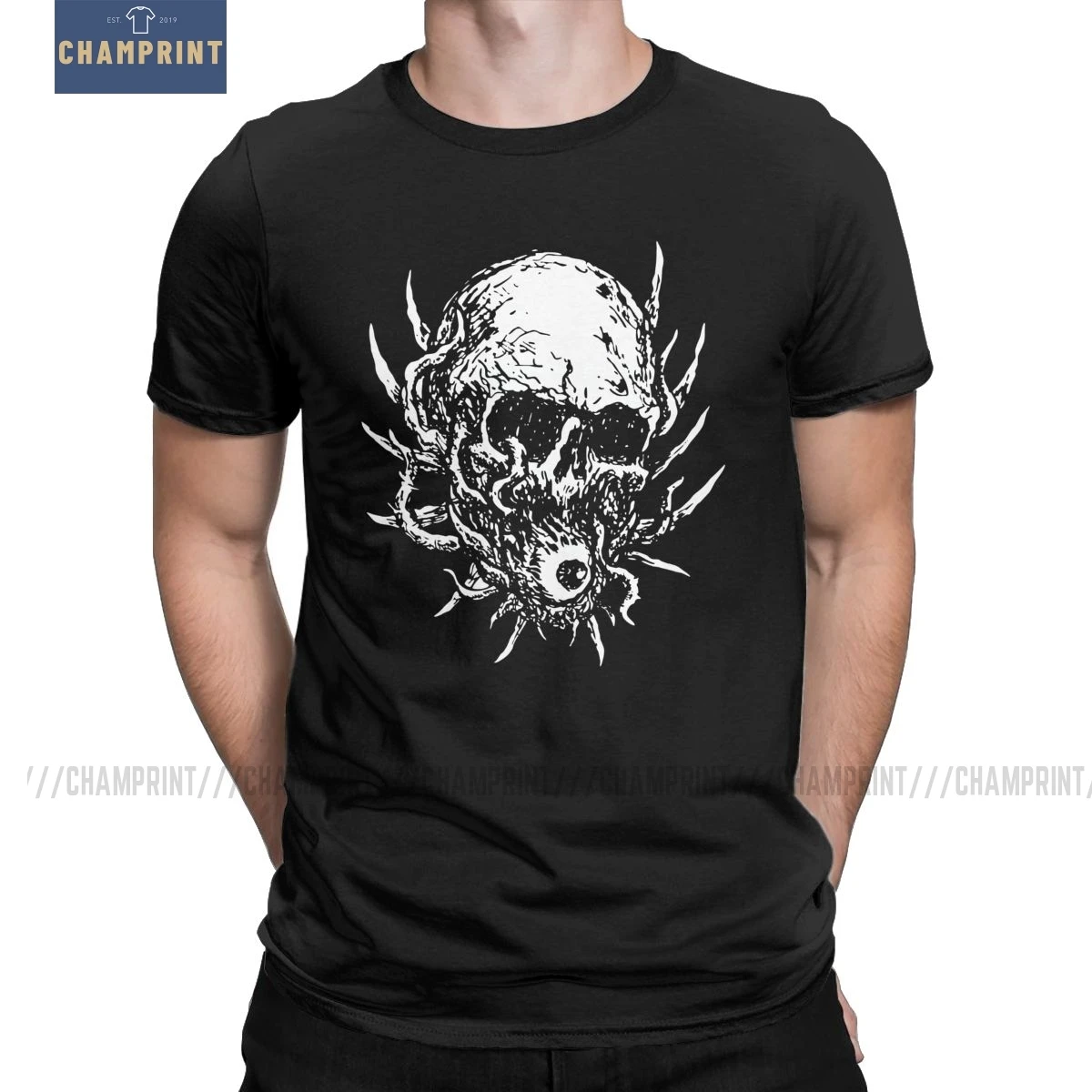 Футболка мужская с коротким рукавом хлопок жестокая смерть Череп монстр сатана