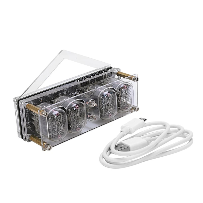 Fashion-DC5V 4-Bit IN-12 интегрированные светящиеся часы-трубки цветная RGB светодиодный