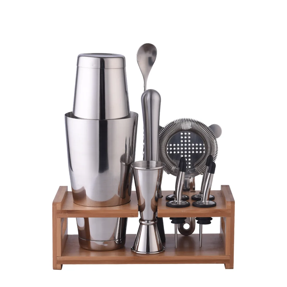 

Wine Decanter 800ml Stainless Steel Boston Snow Glass Bottle Set Wooden Stand Bar Cocktail Wine Set Sake Set