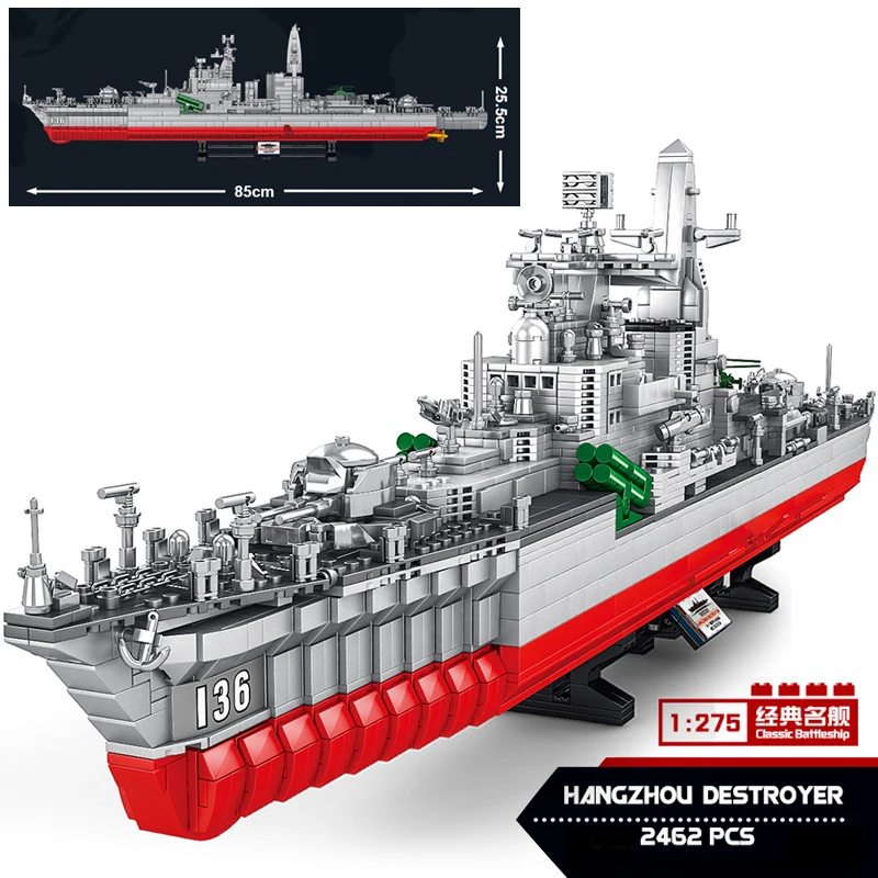 

2462pcs High-Tech Navy Battle Ship Aircrafted Carrier Military Submarine Naval Destroyer Warship Model Building Blocks Kids Toys