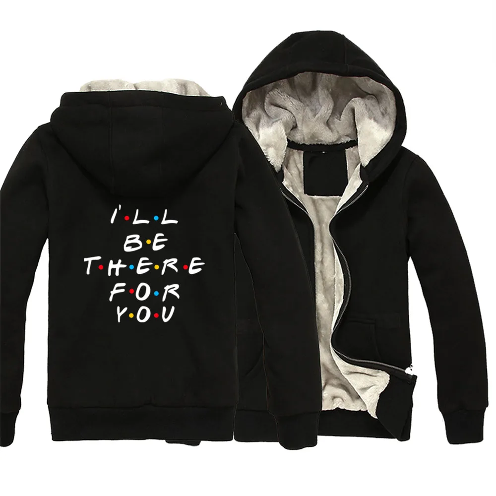 

Friends hot tv show Central Perk Letter print colorful Woman Girl Parkas Full Zip Coat Plus Velvet Autumn Winter Clothes ZIIART
