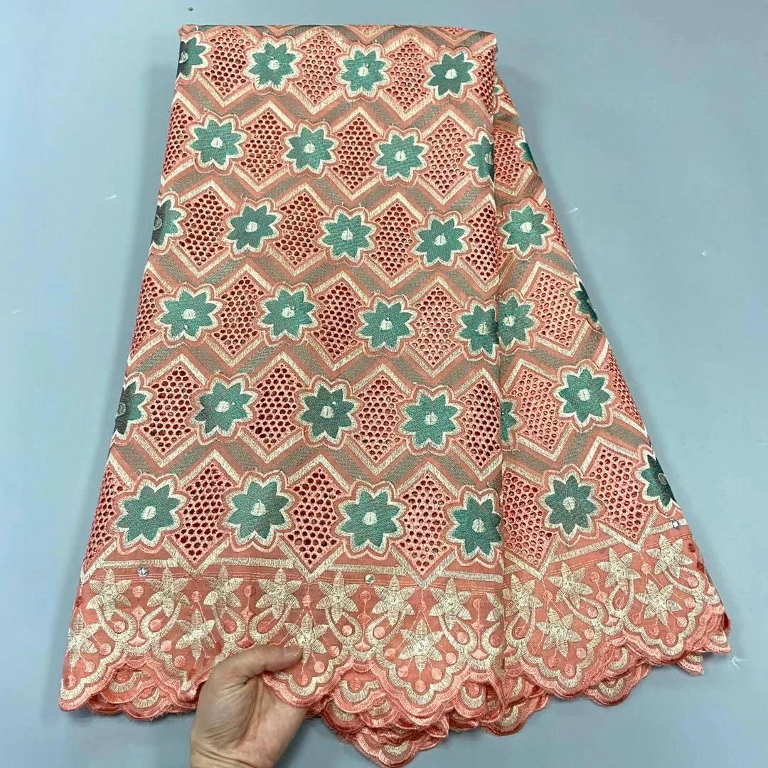 5 ярдов африканская ажурная ткань Высокое качество хлопчатобумажная кружевная