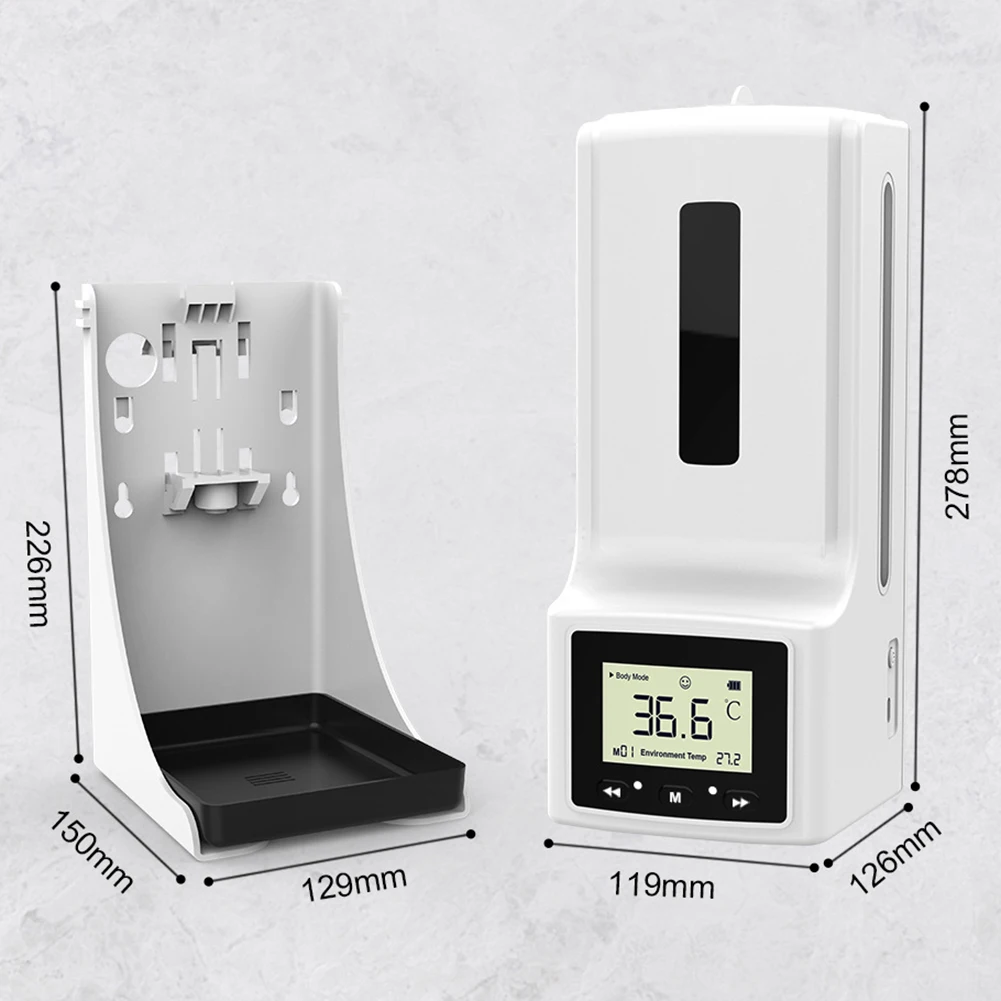 

1000ml Auto Induction Wall Thermometer Soap Dispenser for Office Kitchen Bathroom Washroom Temperature Display Hand Washer