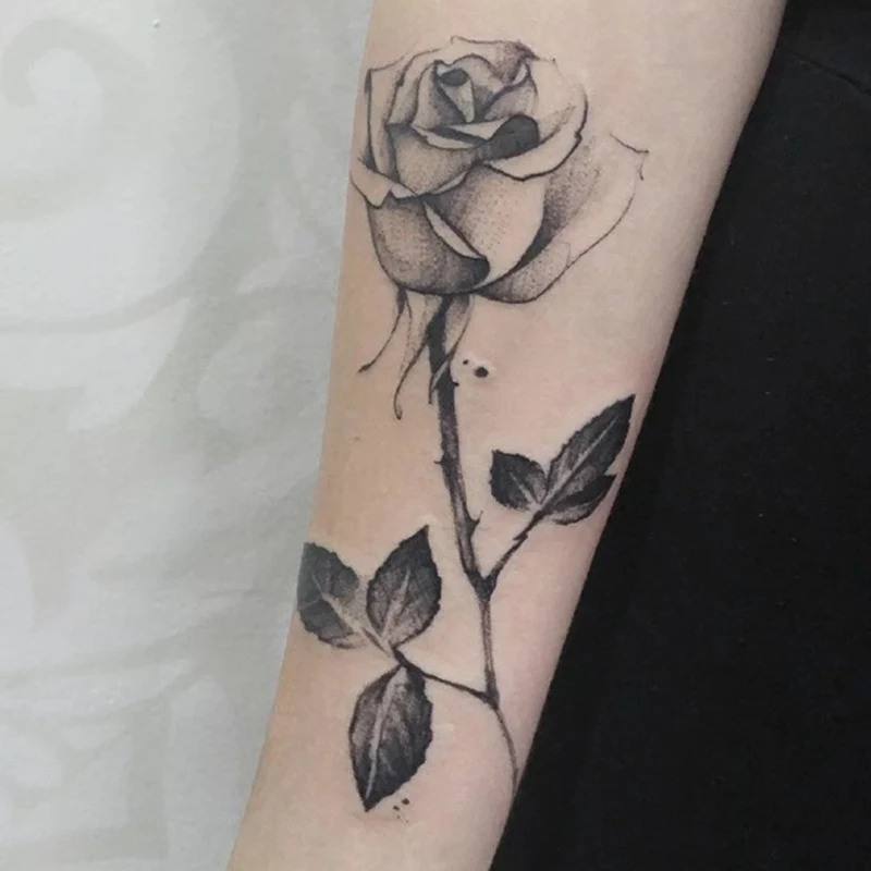 Водостойкая Цветочная Временная тату Наклейка С Рисунком бабочки розы водная